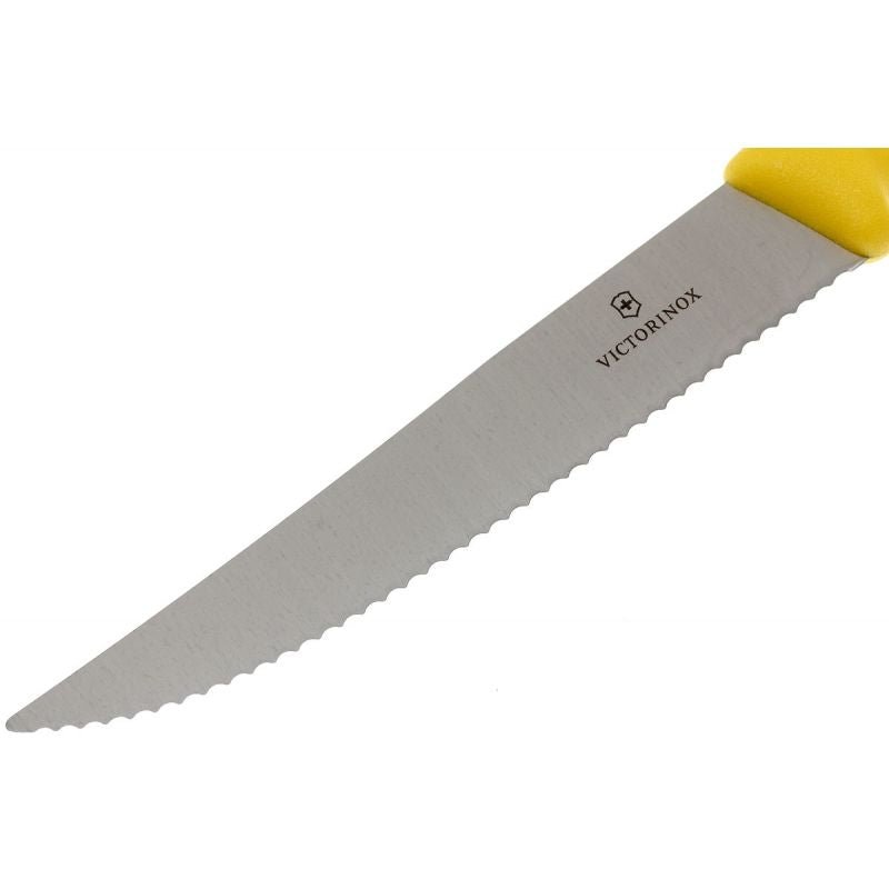 Ніж кухонний столовий Victorinox SwissClassic, 12см, серрейтор, жовтий /4006916/