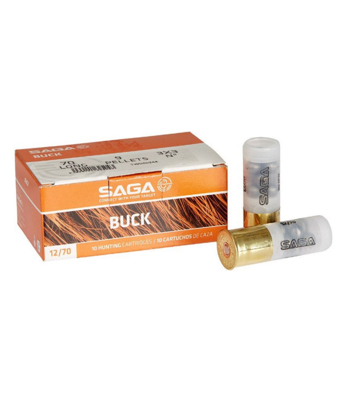 Патрон Saga BUCK 9P (3X3) кал. 12/70 картеч 8,65 мм наважка 34г.