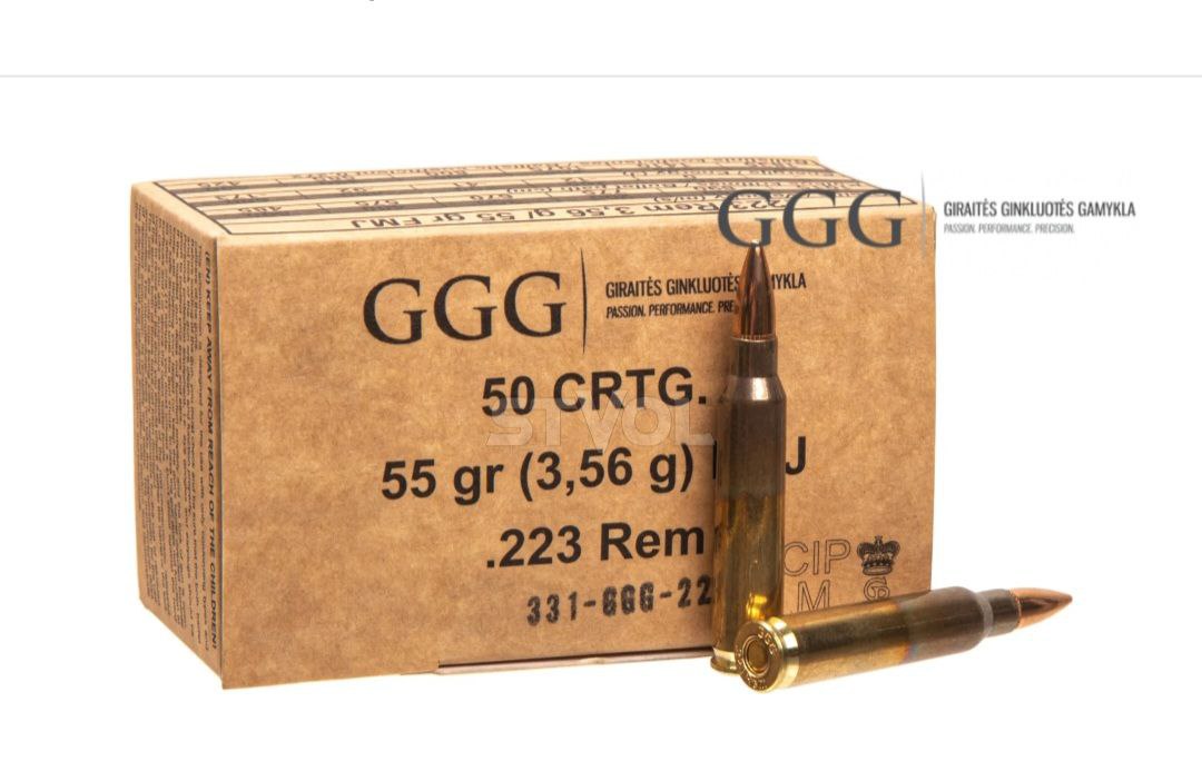 Патрон GGG кал.223 Rem, куля FMJ, 55GR (3,56 г) /3000830/