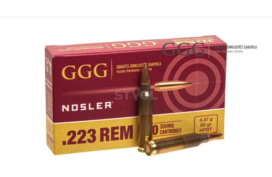 Патрон GGG K.223 REM HPBT NOSLER 69GR (4,47 г) /3003895/