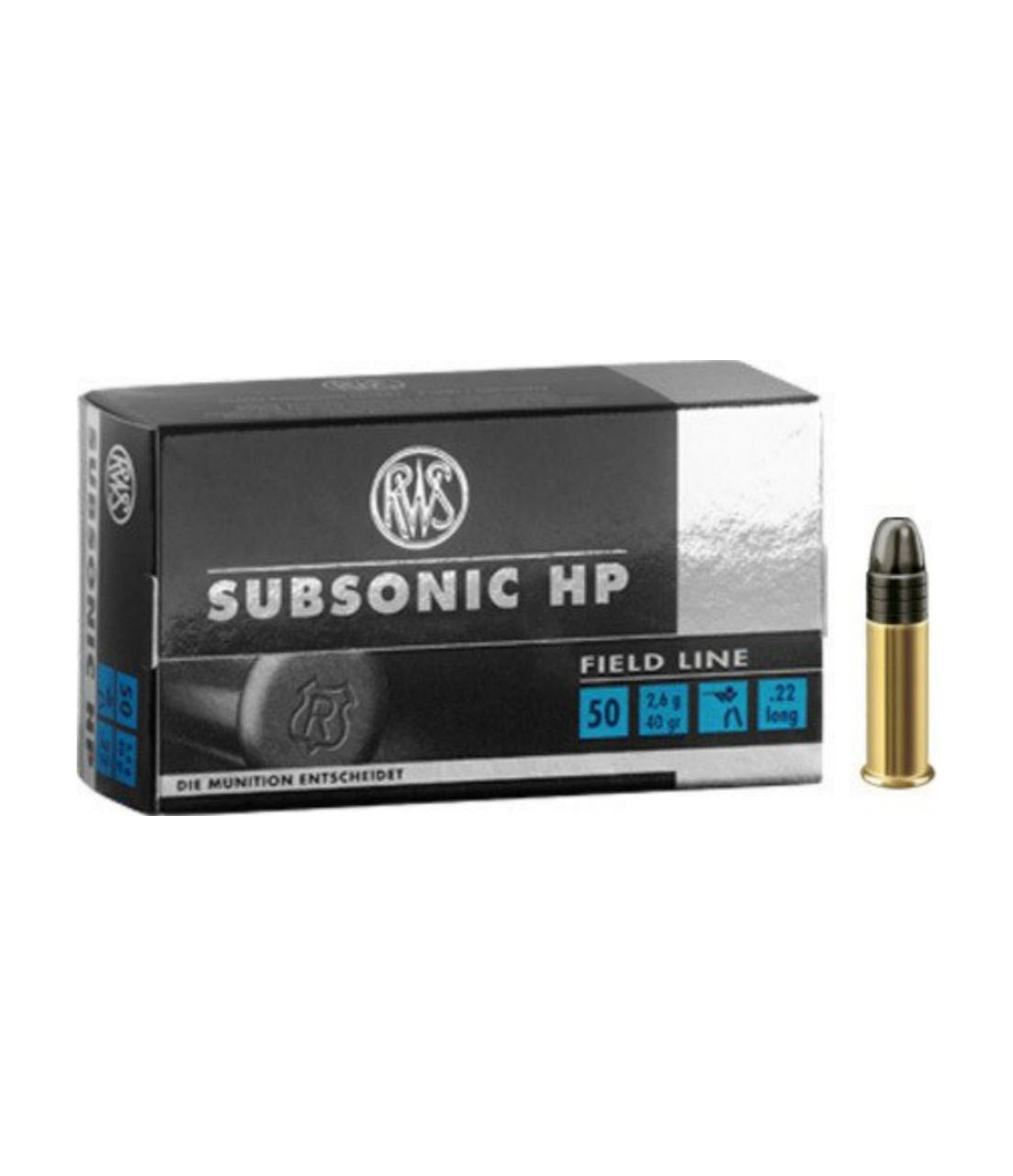 Патрон RWS Subsonic HP кал.22 LR куля LHP, маса 40 GR (2.6 г) /12070271/