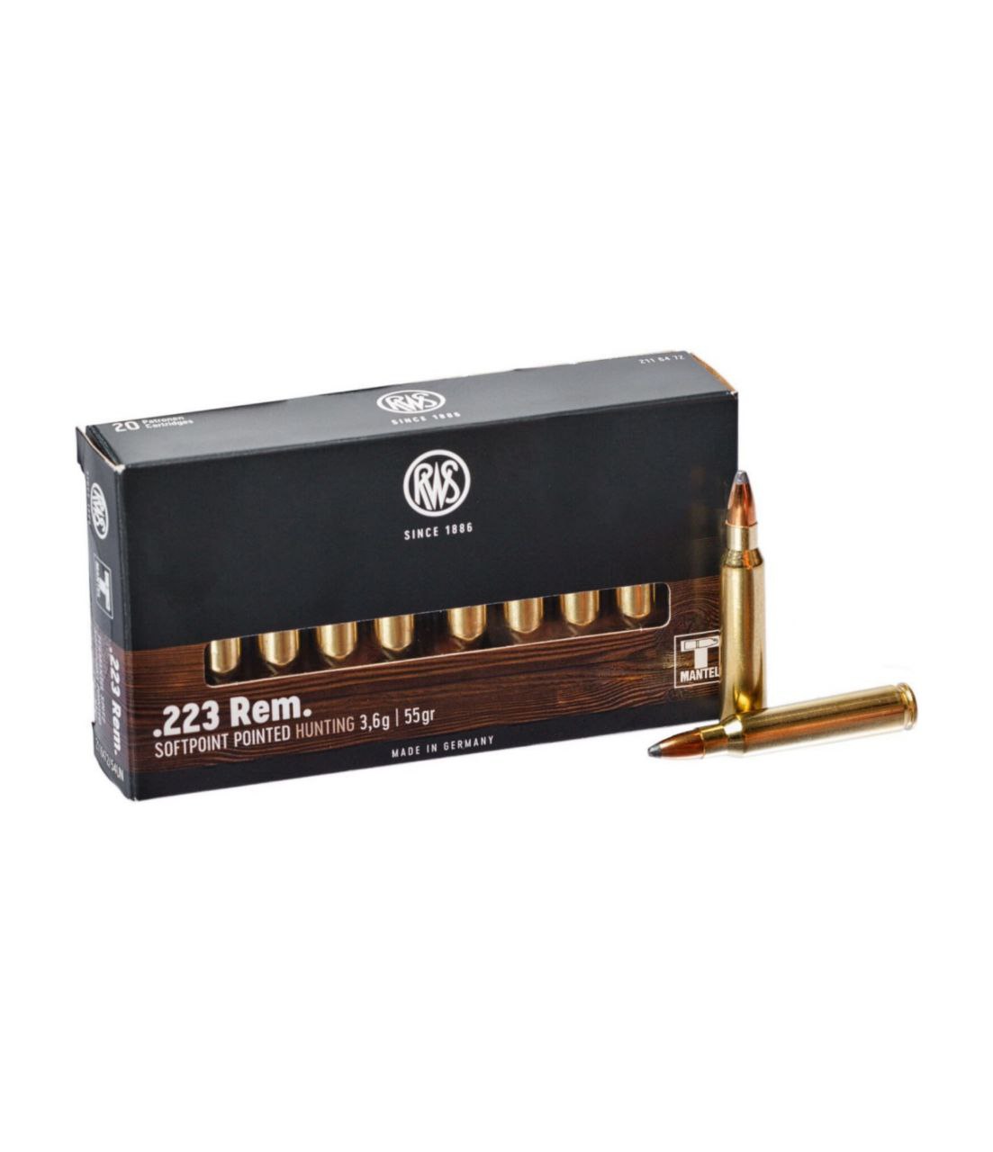 Патрон RWS кал.223 Rem куля TMS, маса 55 GR (3,6 г) /552515/