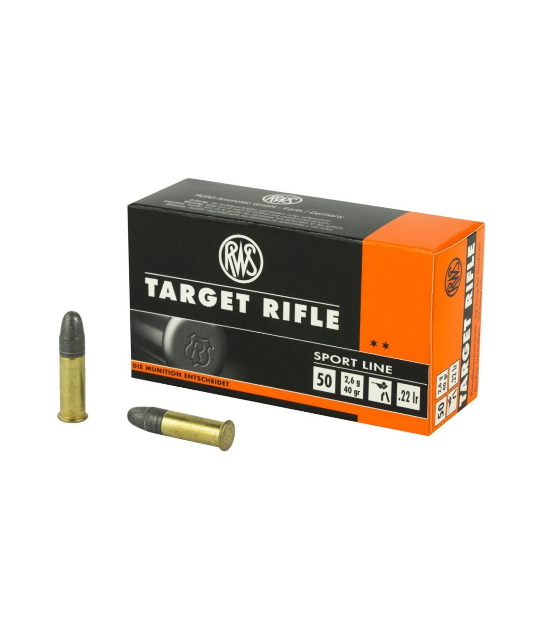 Патрон RUAG RWS Target Rifle кал.22 LR куля RN, маса 40 GR (2.6 г) /12070520/