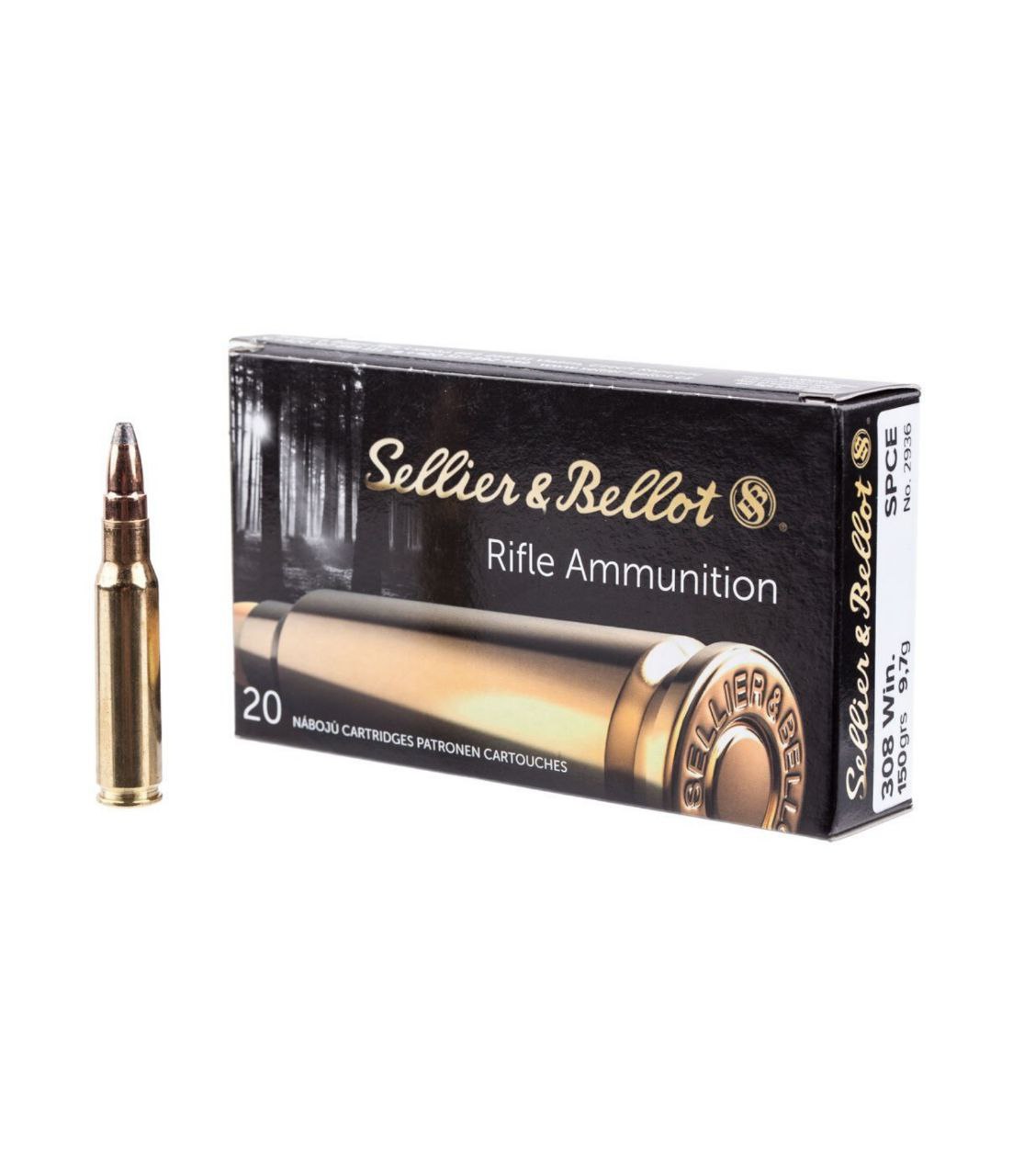 Патрон Sellier & Bellot кал.308 Win куля SPCE, маса 150 GR (9,7 г) /12110075/