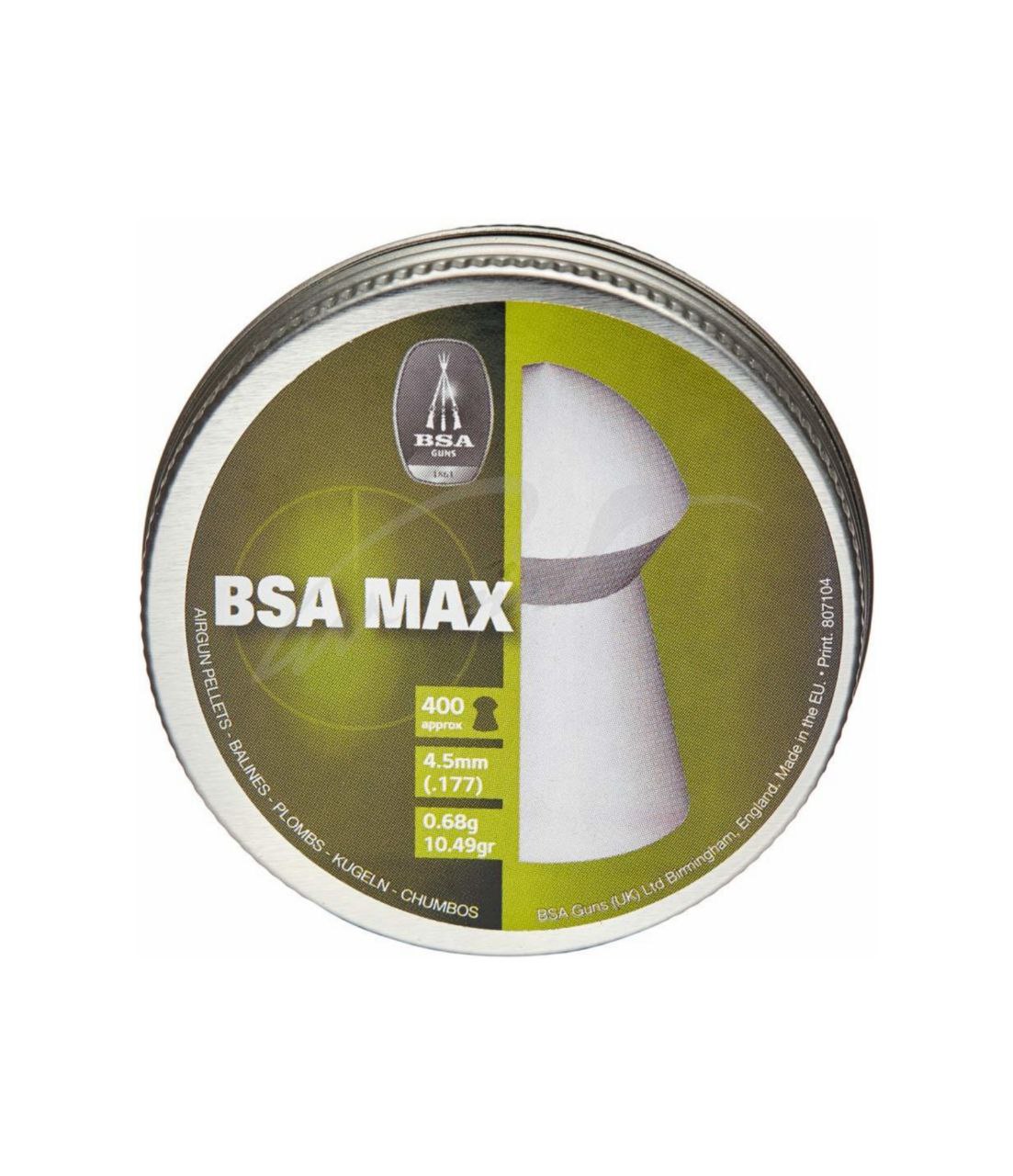 Кулі пневматичні BSA Max. Кал. - 4.5 мм Вага - 0.68 р. 400 шт/уп /21920140/